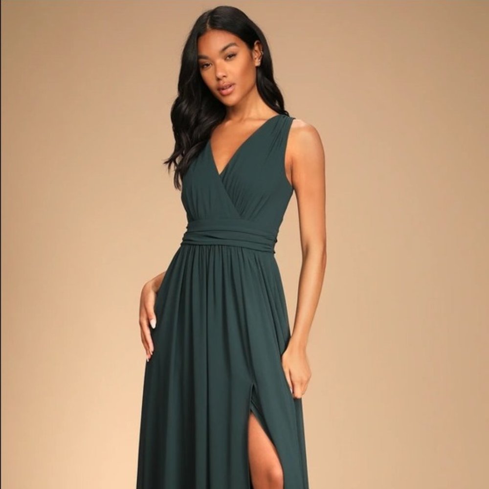 Lulus thoughts of hue emerald green dress X-large . New with tags